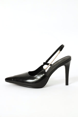 Snake Chain Slingback Stiletto Heel - Black