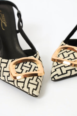 Slingback Pointy Monogram Court Heel - Multi
