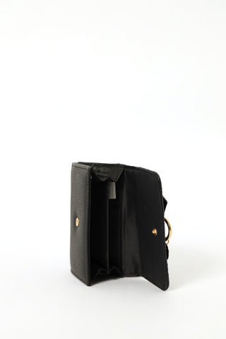 Embossed Logo Flapover Wallet - Black