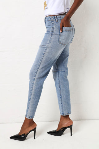 Pocket Front Straight Leg Jean - Stonewash