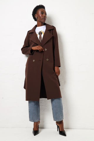Longer Length Unlined Trench - Chocolate