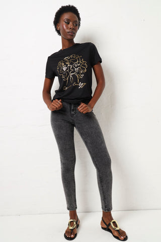 Curly Lady Screen Tee - Black