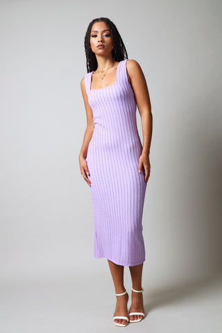 Sleeveless Bodycon Textured Knit - Lilac