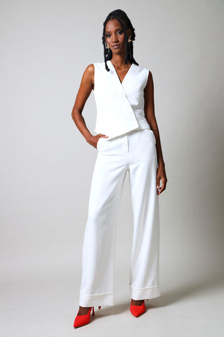 Sleeveless Asymmetrical Waistcoat - White