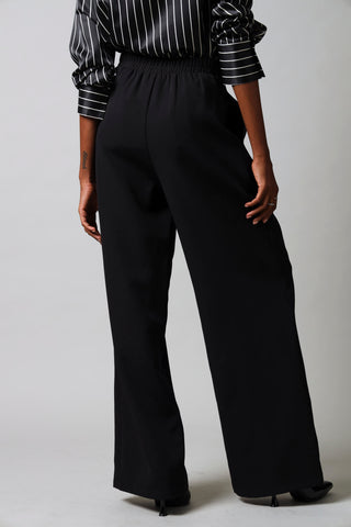 Wide Leg Elasticated Pants  - Black
