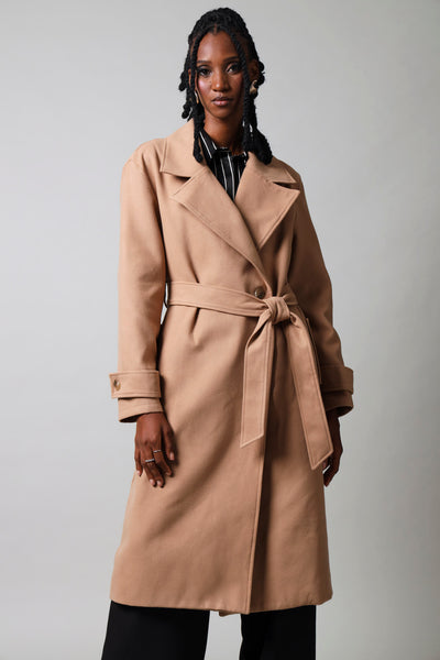 Long Sleeve Melton Trench Coat - Tan – LEGiT