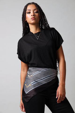 Chain Print Satin Scarf - Multi