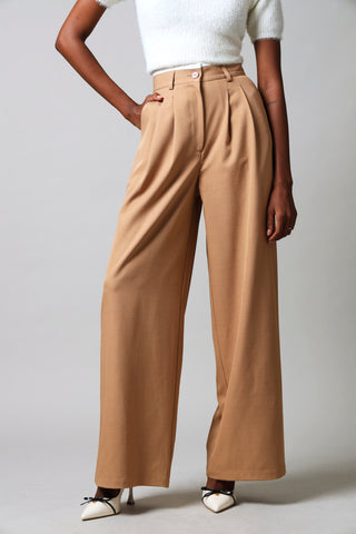 Tuxedo Wide Leg Pants - Tan