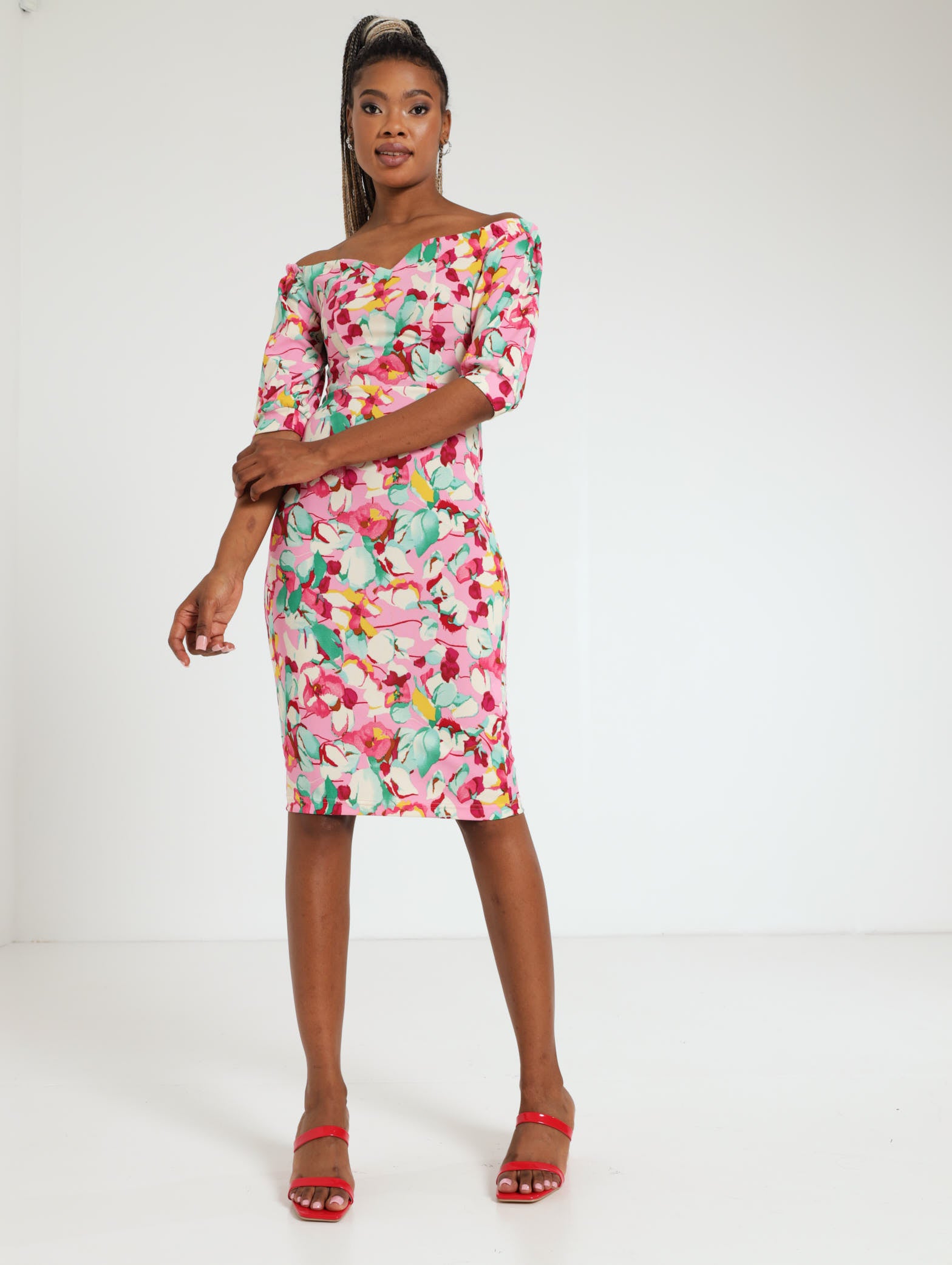 Long Sleeve Floral Print Bodycon – LEGiT
