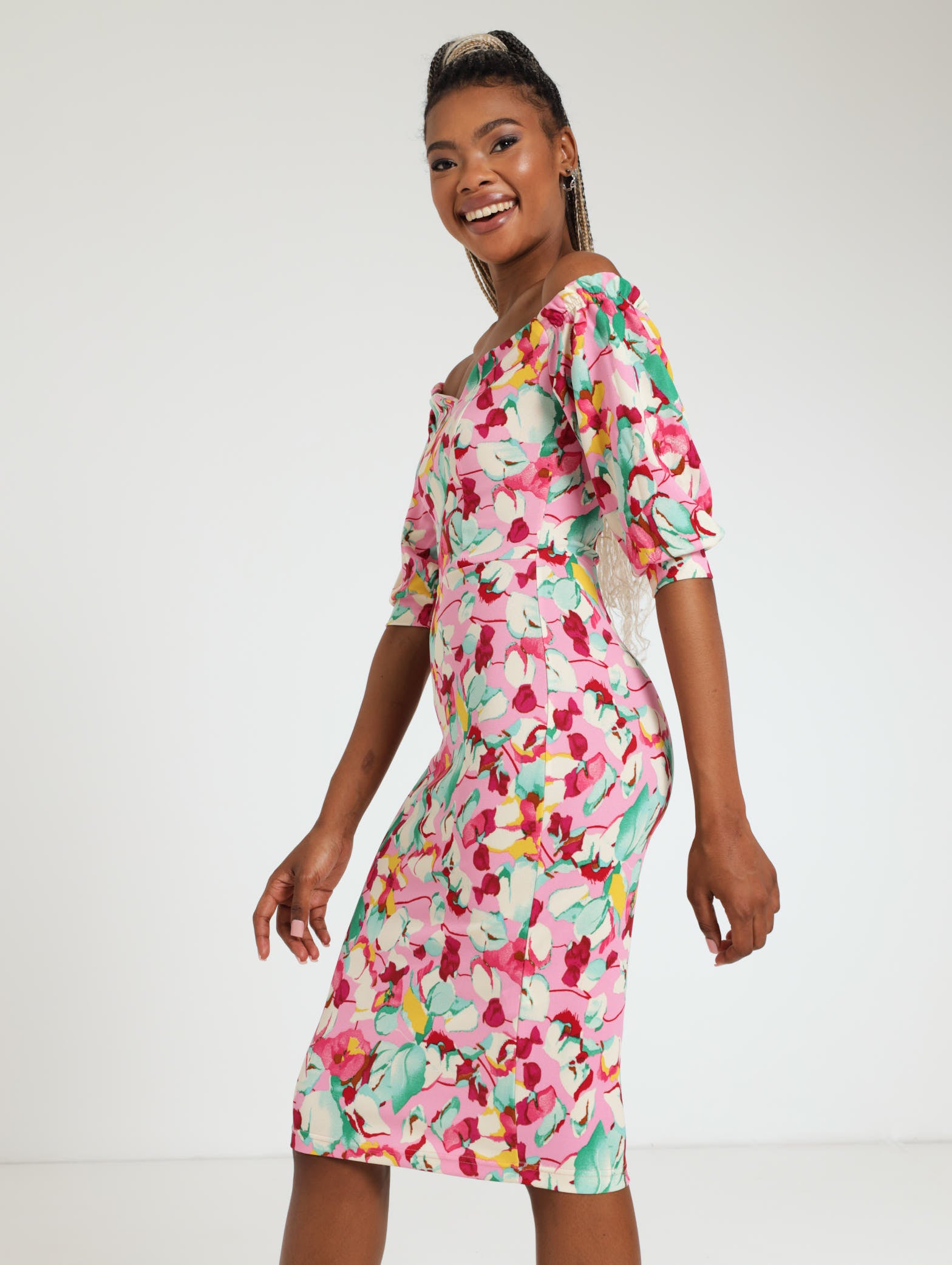 Long Sleeve Floral Print Bodycon – LEGiT