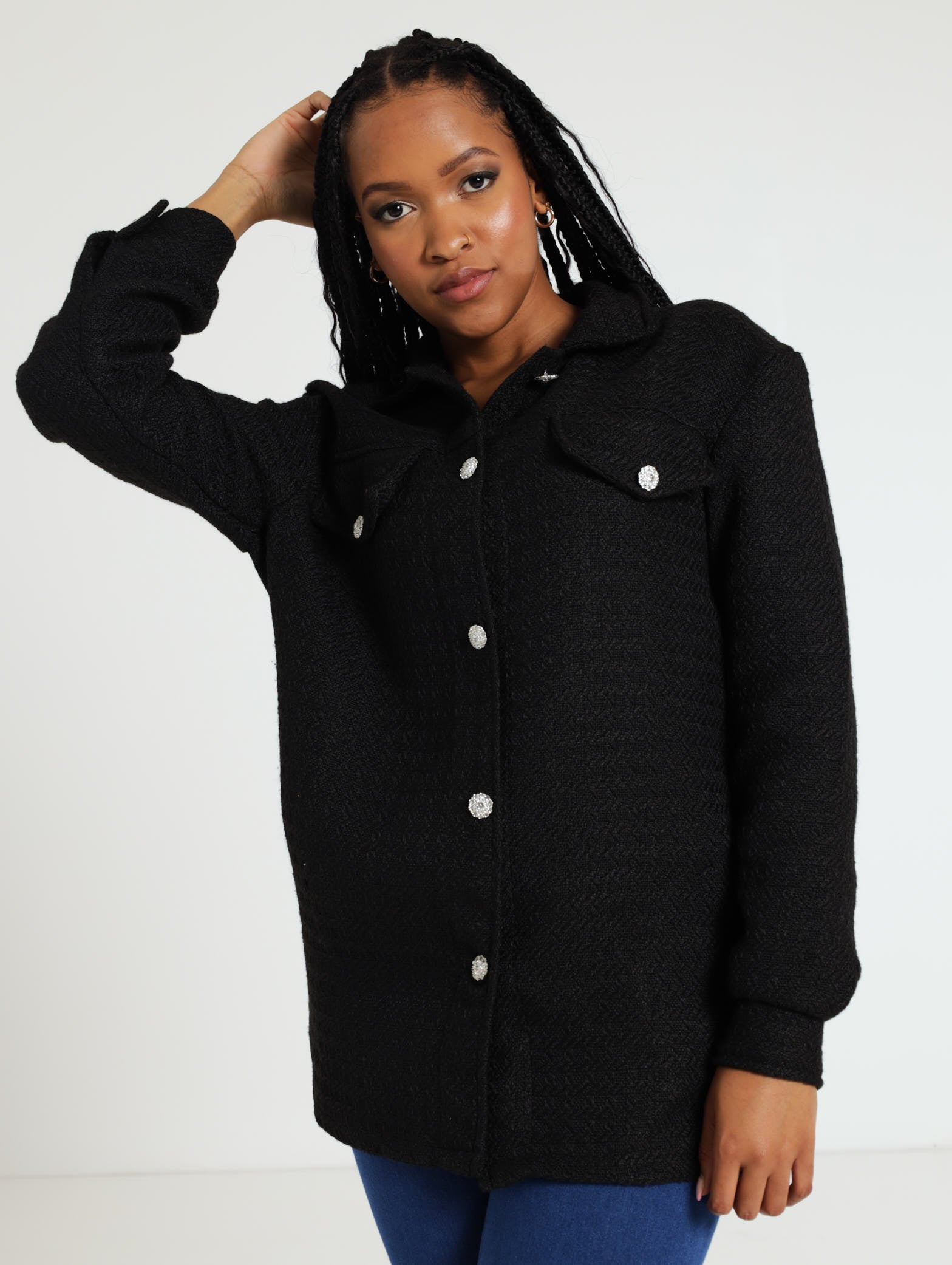 Tall Womens Black Shacket Tall Wool Look Belted Shacket Boohoo