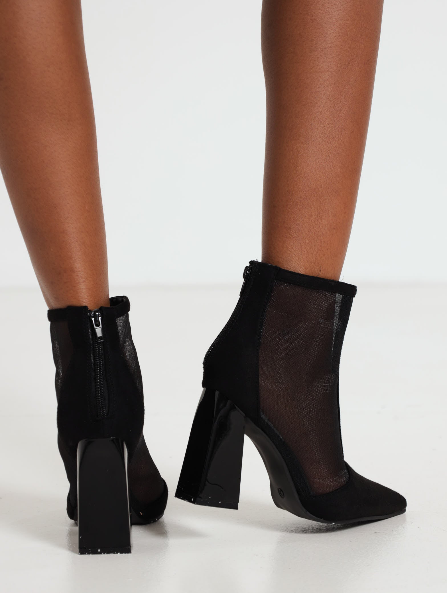 Mesh Ankle Boot On Perspex Heel â LEGiT
