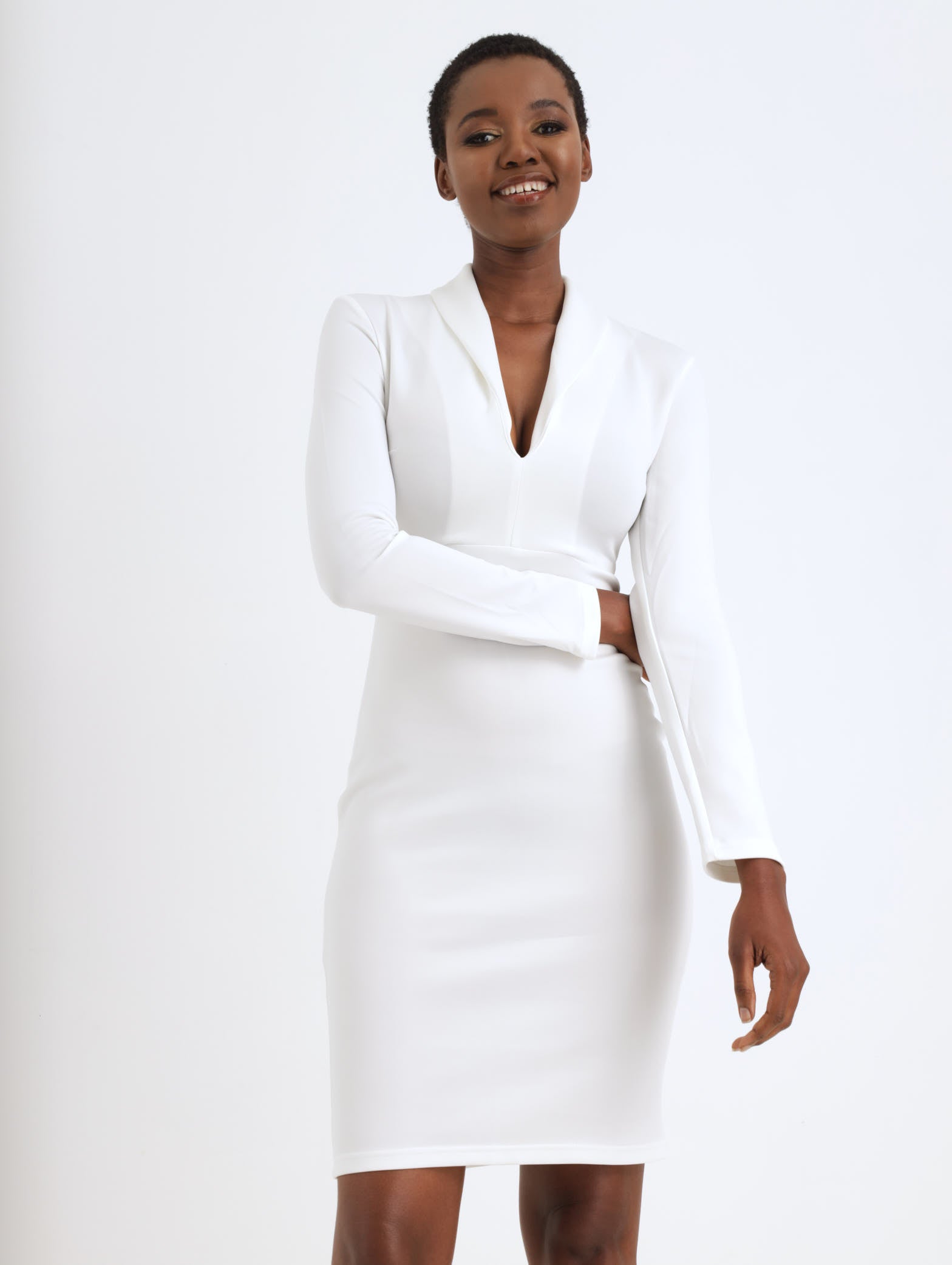 white bodycon dress south africa Short Sleeve Belted Bodycon Midi Dress