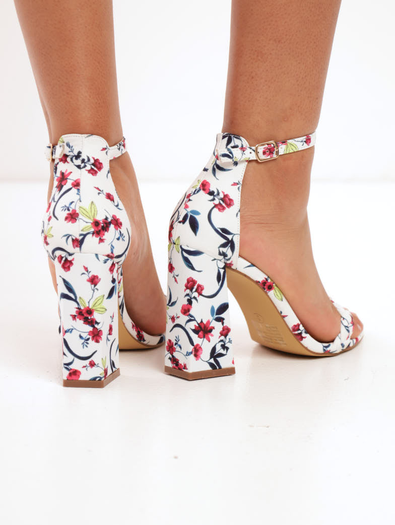 Hi-Block Floral Printed Mule Heel – LEGiT - Main Image