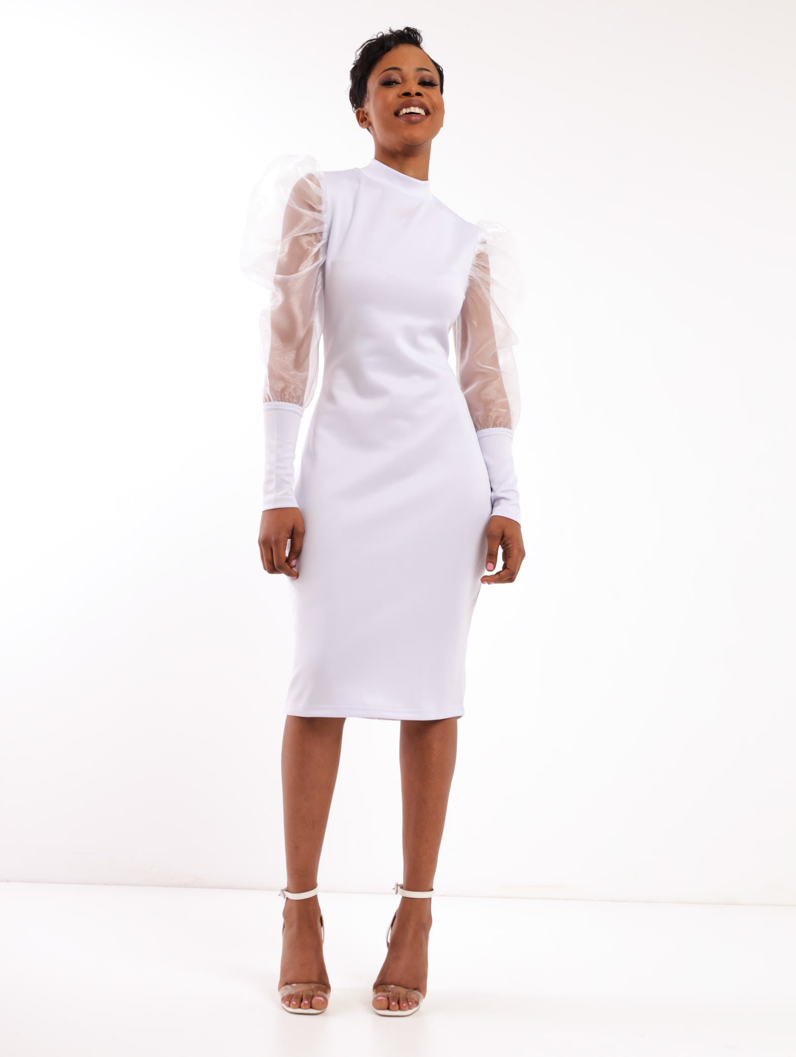 Organza Long Sleeve Dress - White LEGiT Organza Long Sleeve Dress - White LEGiT