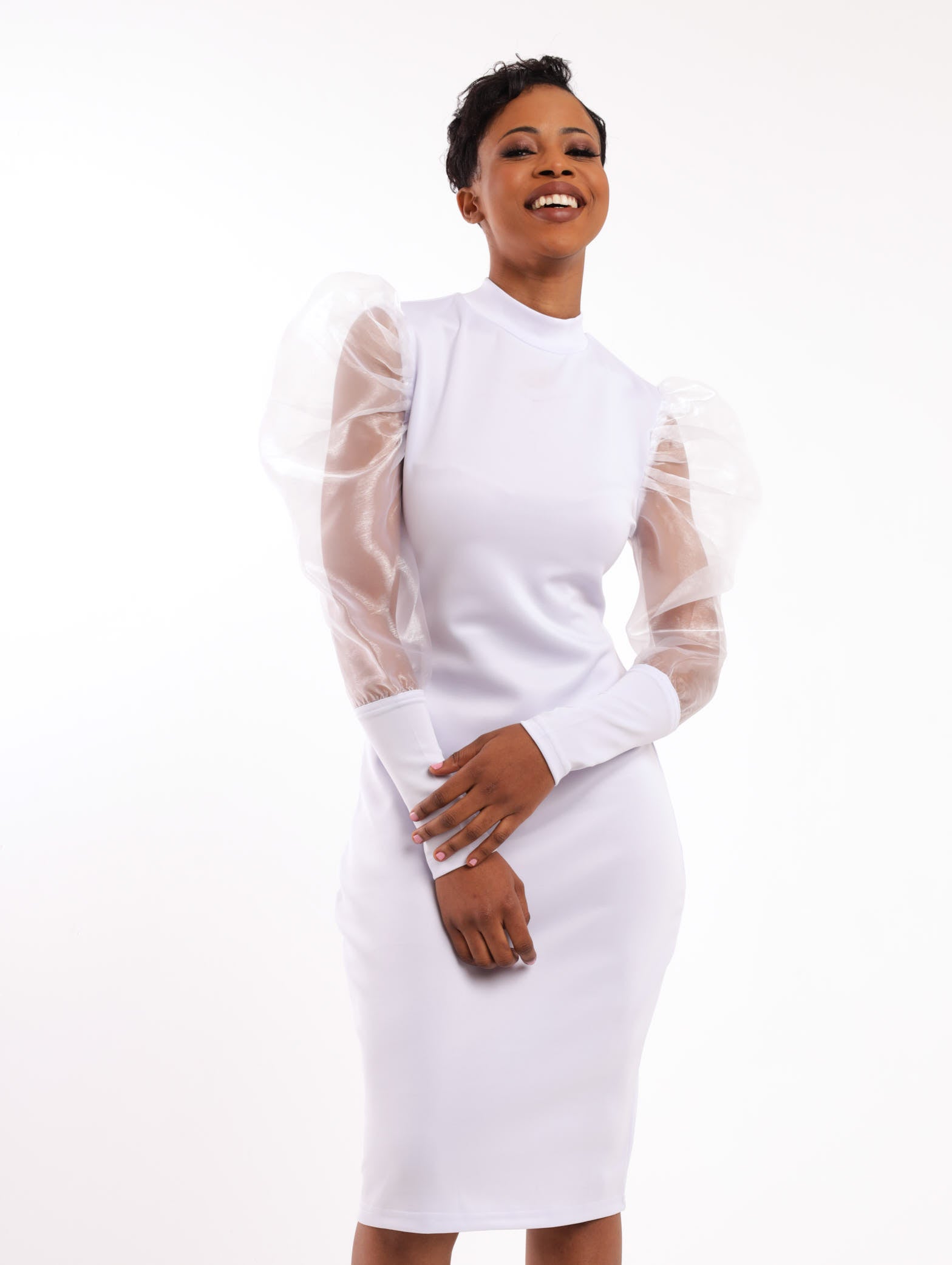 Organza Long Sleeve Dress White – LEGiT